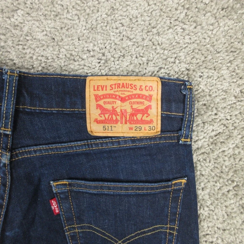 Levis Jeans Mens 29x30 Blue 511 Slim Straight Dark Wash Flex Zip Fly Denim Pants